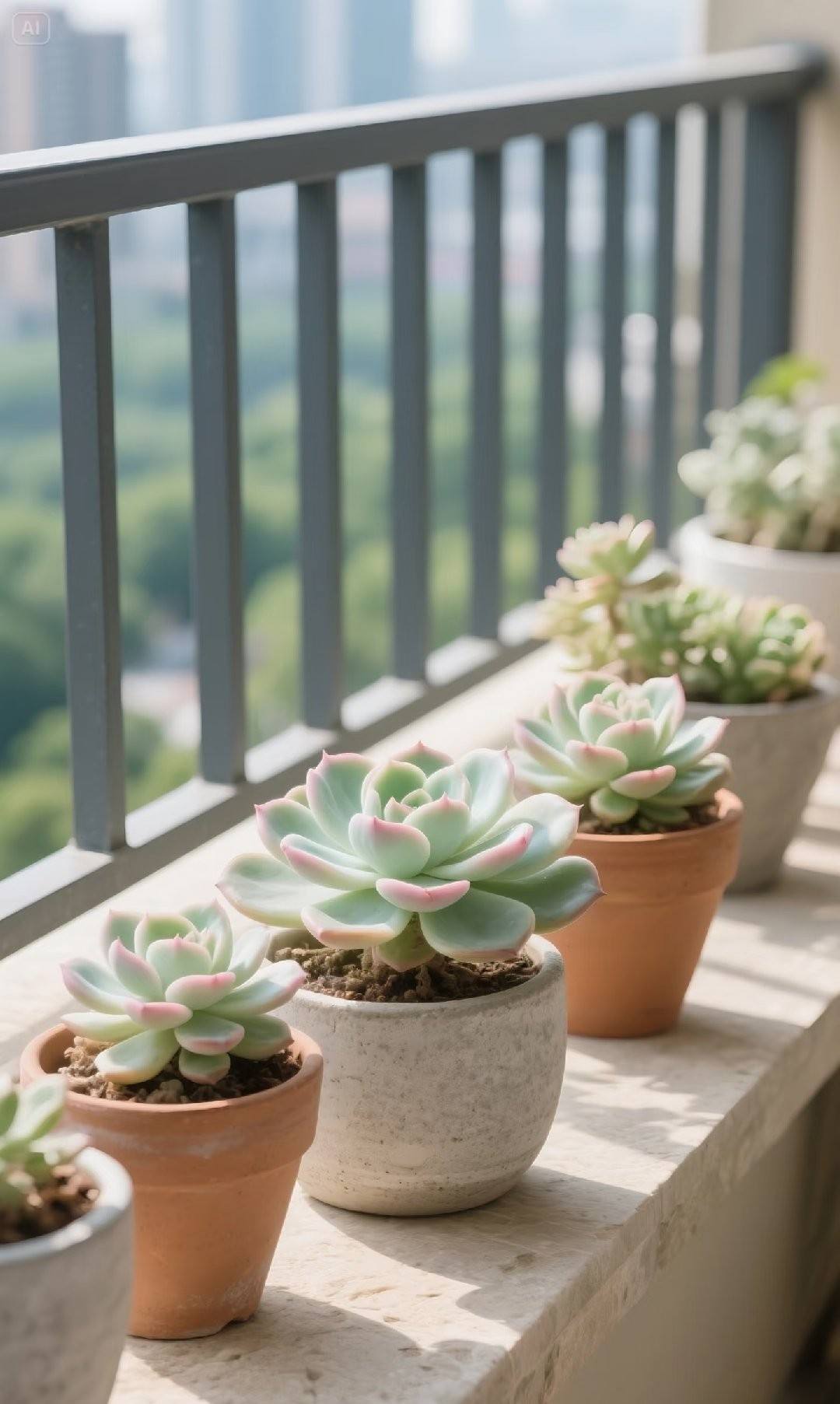 Step 5：光照&温度，多肉上色的核心！
☀️ 光照公式：
▪️春秋冬：全天日照（6小时以上），越晒越红！
▪️夏季：遮阳网+散射光，10:00-16:00避晒。
🌡️ 温度红线：
▪️15-28℃黄金生长期，5℃以下搬室内，30℃以上断水！
💥进阶操作：温差10℃以上，多肉秒变果冻色！（比如春秋露养）
